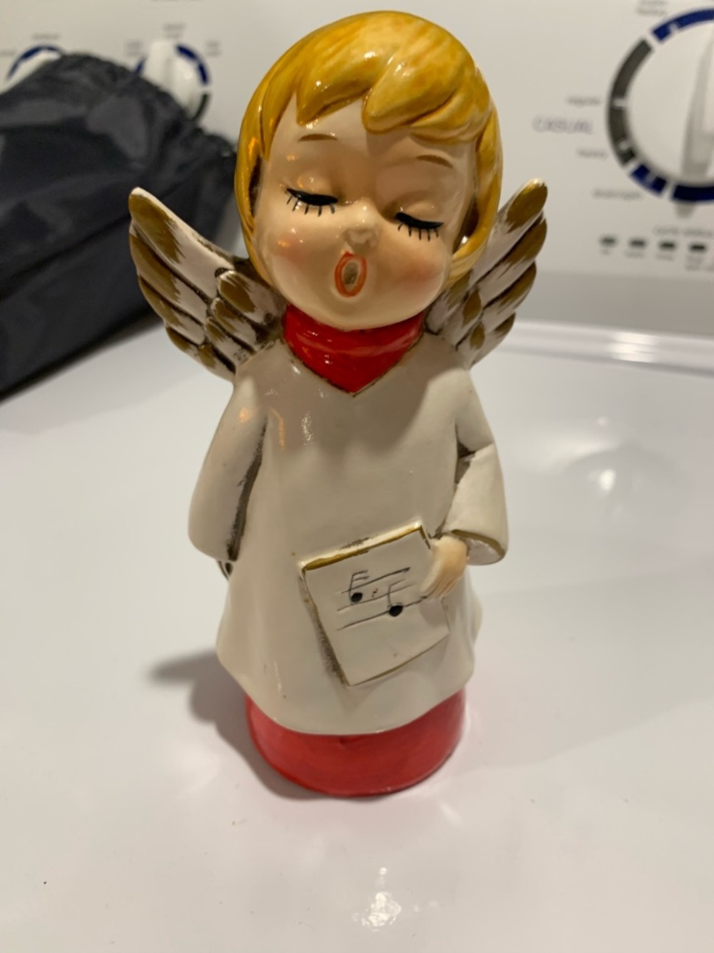 Ceramic Angel Figurine with Red Accents